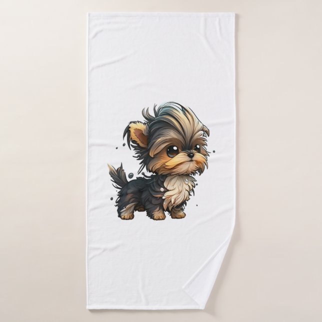 Chibi Yorkshire Terrier Badehandtuch (Badehandtuch)