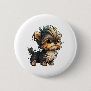 Chibi Yorkshire Terrier Button