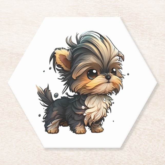 Chibi Yorkshire Terrier Untersetzer (Vorderseite)
