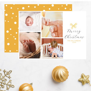 Chic4 Foto Collage Gold Bow Frohe Weihnachten