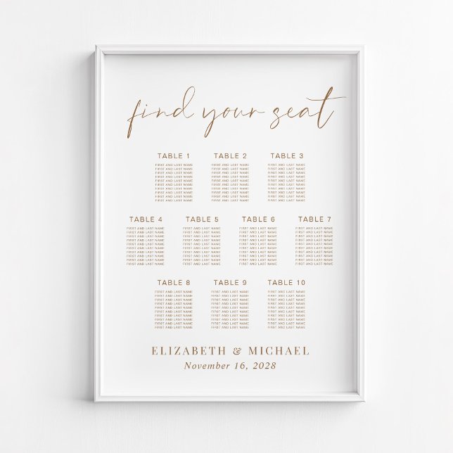 Chic 10 Table Gold Wedding Seating Chart Poster (Von Creator hochgeladen)