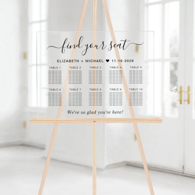 Chic 10 Table Wedding Seating Acrylschild (Von Creator hochgeladen)