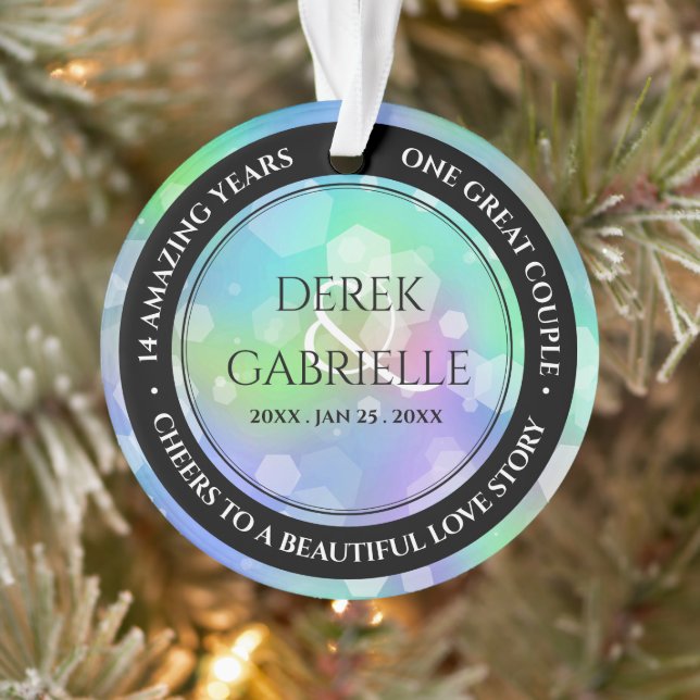 Chic 14. 24. 34. 43. Opal Wedding Jubiläum Ornament (Baum)