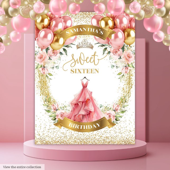Chic 16 . Geburtstag Background Blush Balloons Spa Wandteppich (Chic Sweet Sixteen Backdrop Blush Balloons Sparkle)