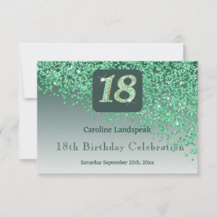Chic 18 Birthday Green Glitzer UAWG RSVP Karte