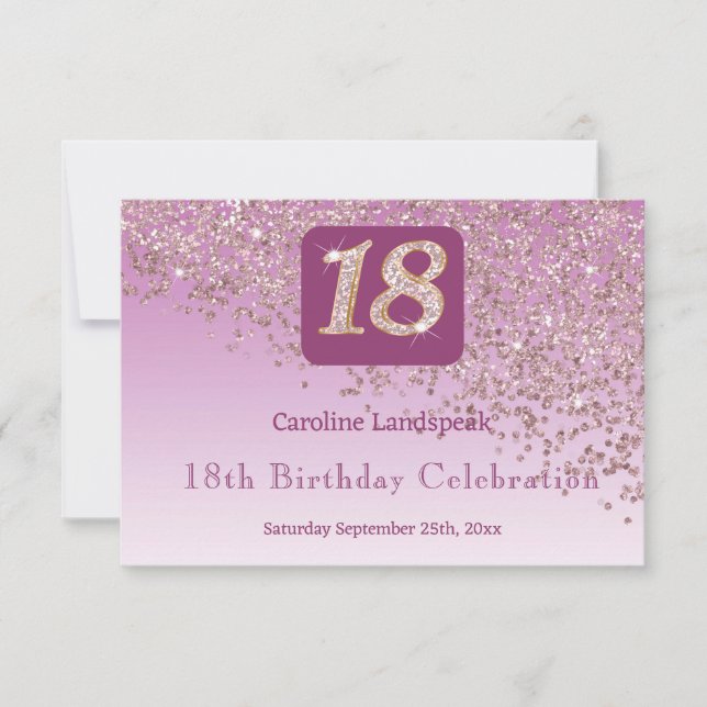 Chic 18 Birthday Rose Gold Glitzer UAWG RSVP Karte (Vorderseite)