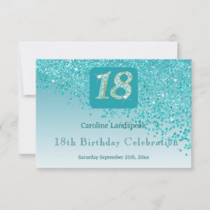 Chic 18 Geburtstag Aquamarin Blue Glitzer UAWG RSVP Karte
