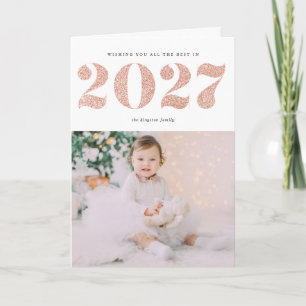 Chic 2022 Roségold Glitter Frohes Neues Jahr Foto Feiertagskarte