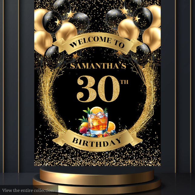 Chic 30. Geburtstag Whiskey Celebration Tapestry Wandteppich (Chic 30th Birthday Whiskey Celebration Tapestry)