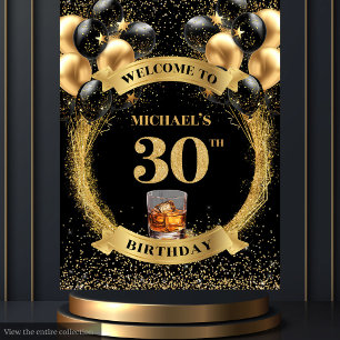 Chic 30. Man Birthday Whiskey Party Display Wandteppich