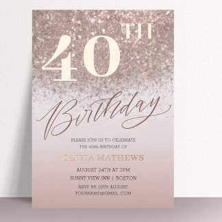 Chic 40. Geburtstag Real Rose Gold Folieneinladung