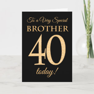 Chic 40. Gold-Effekt auf Black, Stepson Birthday Karte