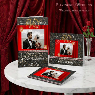 Chic 40-Jahres-Jubiläumsparty   Ruby Rot & Gold Einladung