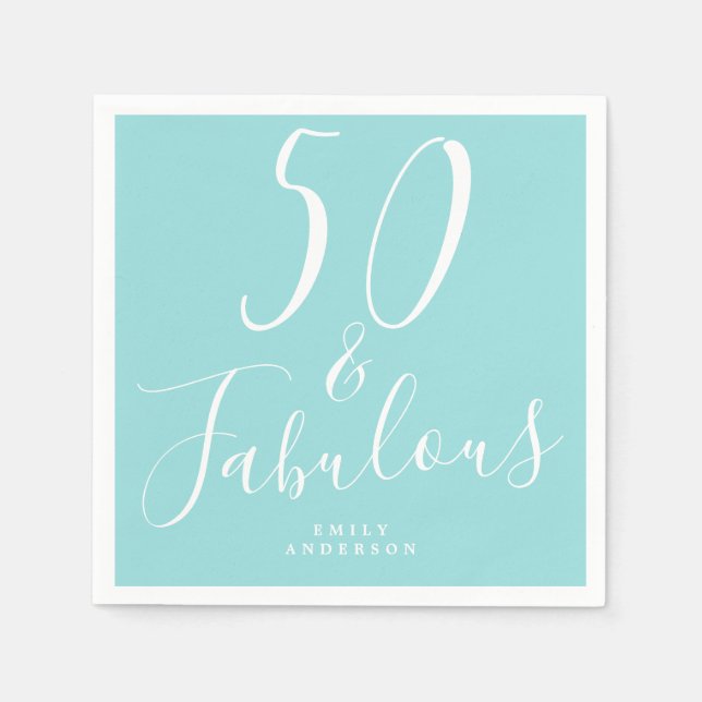 Chic 50 Fabulous Blue 50. Geburtstag Serviette (Vorderseite)