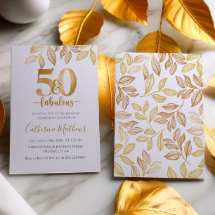 Chic 50 & Fabulous Faux-Gold-Geburtstagsfeier Einladung