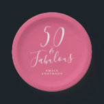 Chic 50 Fabulous Hot Pink 50. Geburtstag Pappteller<br><div class="desc">Mit diesem modernen, heißen rosa 50. Geburtstagsdesign feiern Sie 50 Jahre im stilvollen Stil. Eine schicke 50. Geburtstagszeitung, die Sie einfach für Ihre 50. Geburtstagsfeier personalisieren können. Die Worte fünfzig und fabelhaft sind Set mit eleganter Schriftzeichen-Kalligraphie und moderner Typografie. Wenn Sie Hilfe oder passende Produkte benötigen, kontaktieren Sie uns bitte...</div>