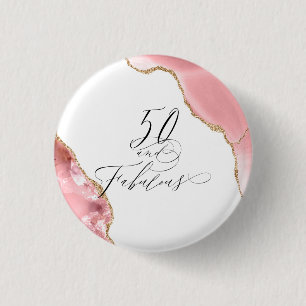 Chic 50 Fabulous Rose Gold Glitzer Typografie Button