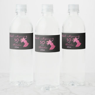 Chic 50. Geburtstag Rosa Frau Tänzerin Persönliche Wasserflaschenetikett