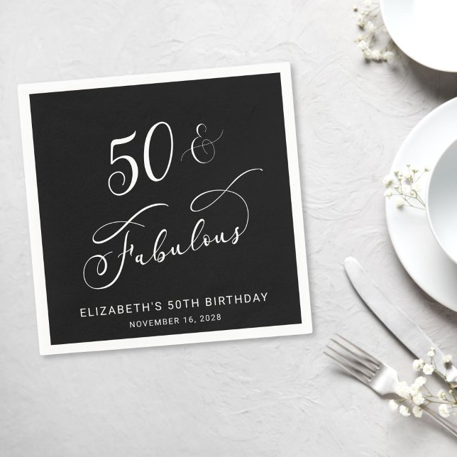 Chic 50. Geburtstagsparty Black Serviette (Von Creator hochgeladen)