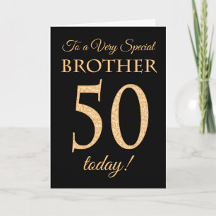 Chic 50. Gold-Effekt auf Black, Brother Birthday Karte