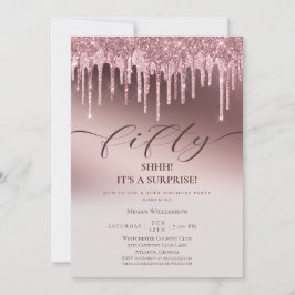 Chic 50 Pink Glitzer Geburtstagsparty Einladung