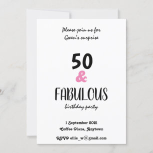 Chic 50 und fabelhafte Text Geburtstagsparty Einladung