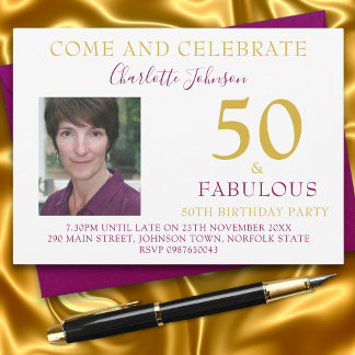 Chic 50 und fabelhaftes Foto 50. Geburtstagsparty Einladung