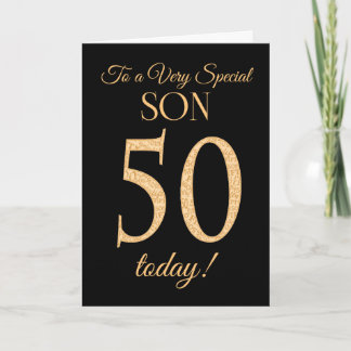 Chic 50th Gold-Effekt auf Black, für Son Birthday Karte