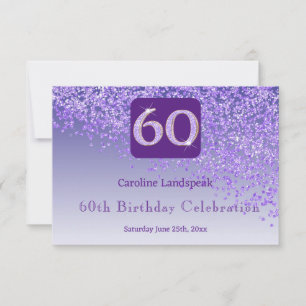 Chic 60 Geburtstag Lila Glitzer UAWG RSVP Karte
