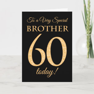 Chic 60. Gold-Effekt auf Black, Brother Birthday Karte