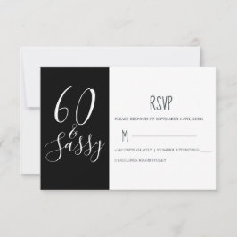 Chic 60 Schwarz-weiß 60. Geburtstag RSVP Karte