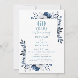 Chic 60. Wedding Anniversary Monogram Floral Einladung