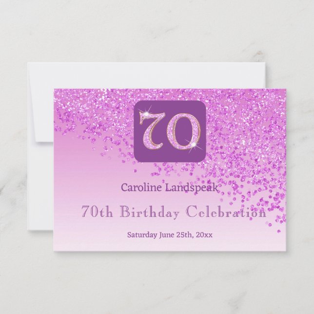 Chic 70 Birthday Pink Glitzer UAWG RSVP Karte (Vorderseite)