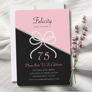 Chic 75th Gala Simply Stunning Pink and Black Einladung