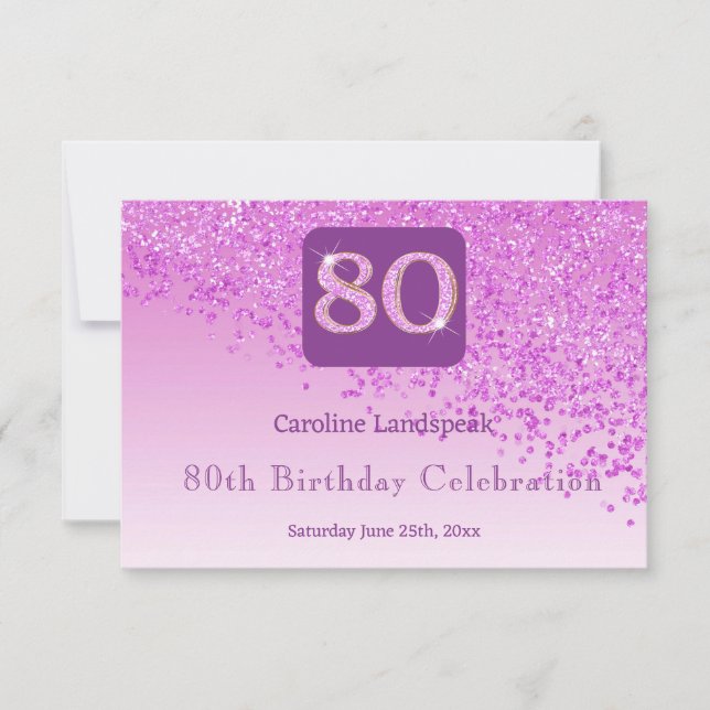 Chic 80 Birthday Pink Glitzer UAWG RSVP Karte (Vorderseite)