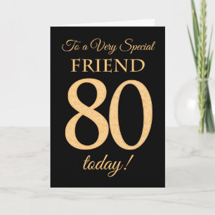 Chic 80. Gold-Effekt auf Black, Friend Birthday Karte