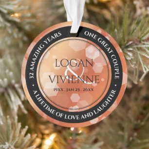 Chic 8. 32. Bronze Wedding Anniversary Acrylic Ornament