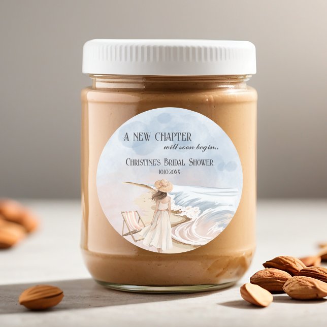 Chic 'A New Chapter' Beach and Waves Brautparty Runder Aufkleber (Von Creator hochgeladen)