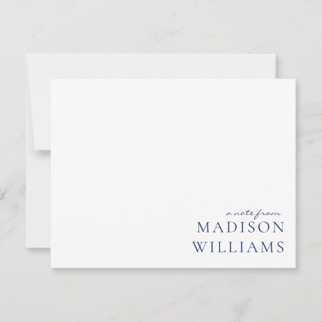 Chic A Note from Script Typografy Blue Note Card Mitteilungskarte (Vorderseite)