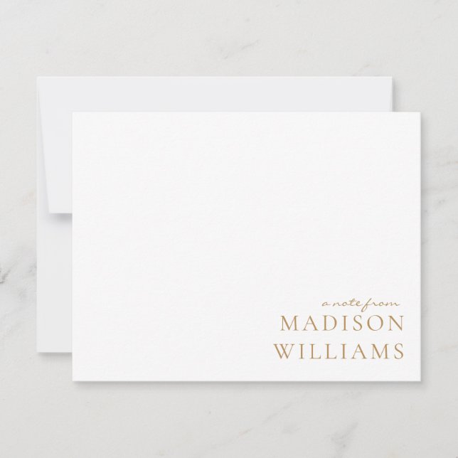 Chic A Note from Script Typografy Gold Note Card Mitteilungskarte (Vorderseite)