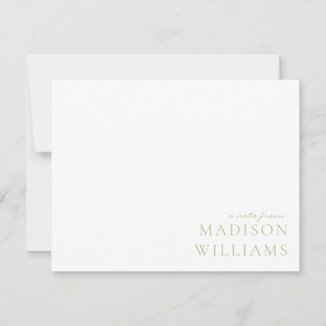 Chic A Note from Script Typografy Green Note Card Mitteilungskarte (Vorderseite)