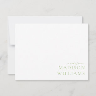 Chic A Note from Script Typografy Green Note Card Mitteilungskarte