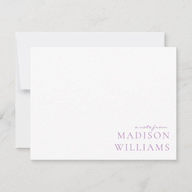 Chic A Note from Script Typografy Lila Note Mitteilungskarte (Vorderseite)