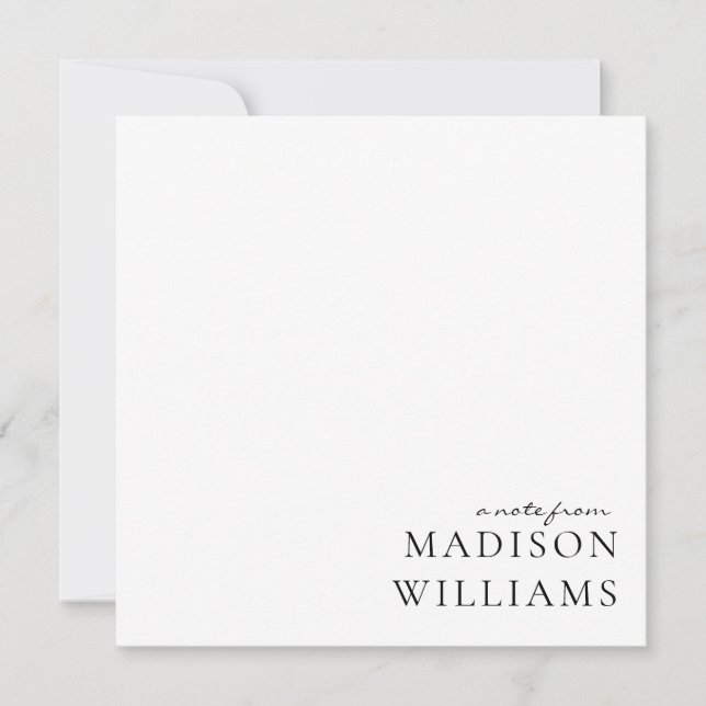 Chic A Note from Script Typografy Note Card Mitteilungskarte (Vorderseite)