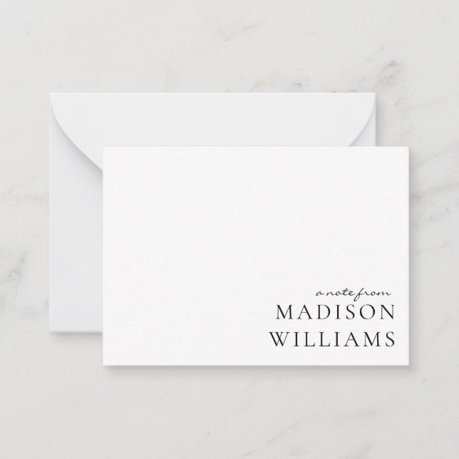 Chic A Note from Script Typografy Note Card Mitteilungskarte (Vorderseite)