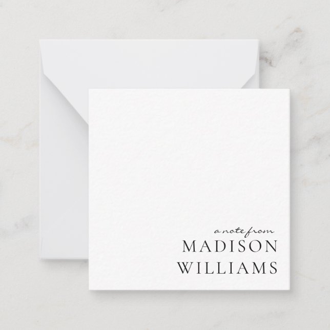 Chic A Note from Script Typografy Note Card Mitteilungskarte (Vorderseite)