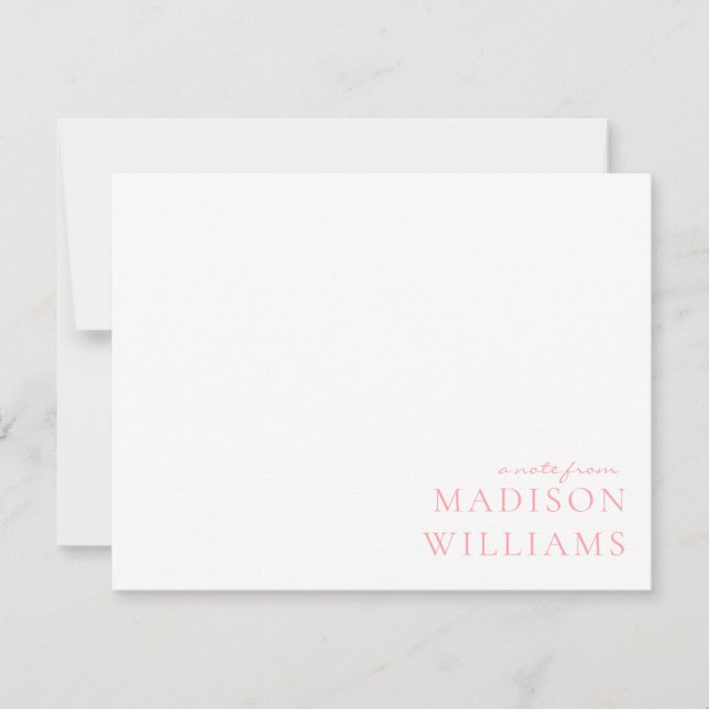 Chic A Note from Script Typografy Pink Note Card Mitteilungskarte (Vorderseite)