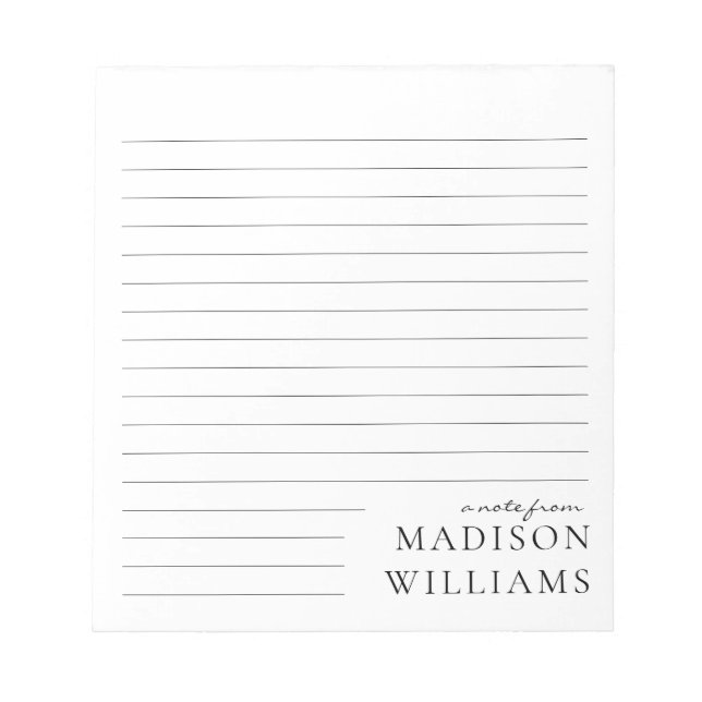 Chic A Note From Script Typography Lined Notepads Notizblock (Vorderseite)