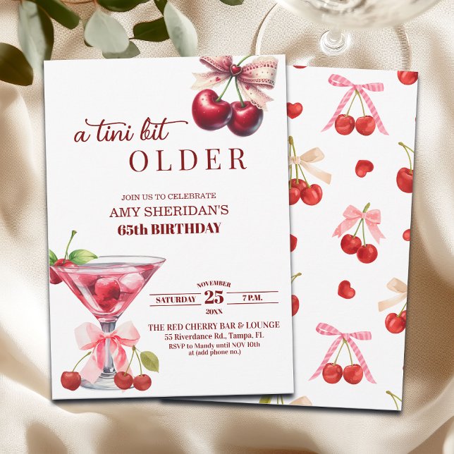 Chic A Tini Bit Älter Cherry Martini 65. Geburtsta Einladung (Von Creator hochgeladen)