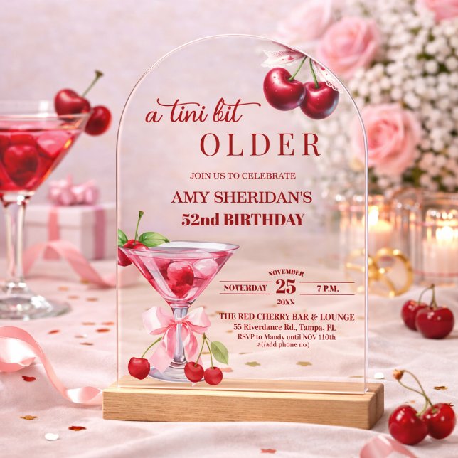 Chic A Tini Bit Älterer Cherry Martini 52. Geburts Acryleinladungen (Von Creator hochgeladen)